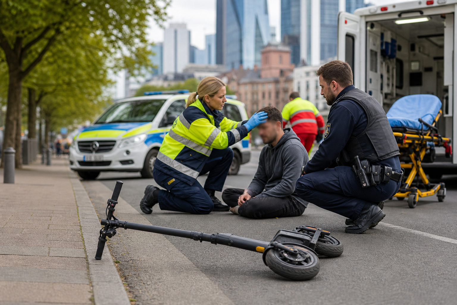 Unfall in Sachsenhausen: E-Scooter-Fahrer am Kopf verletzt